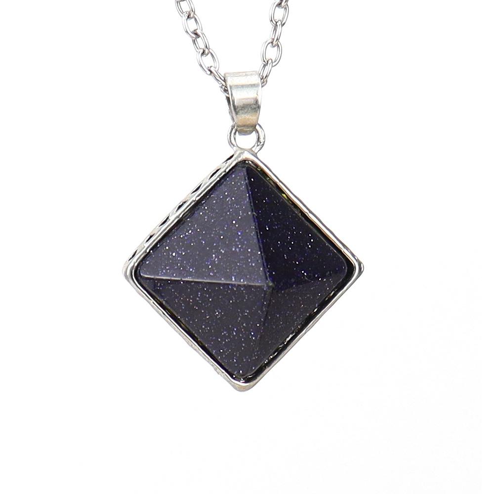 

Tiktok Live Natural Crystal Gemstone Rhombus Hemming Jade Pyramid Pendant Necklace N633