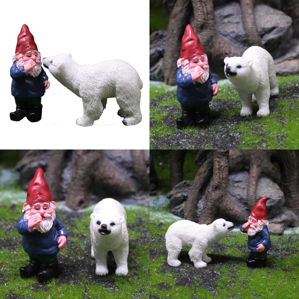 Dwarf And Arctic Bear Garden Micro Landscape Resin Decor With Creative Elements For Festive Events