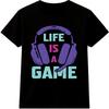 Gamer T Shirt Headset Graphic Tee Video Game Player Gaming Quote Life Is A Game