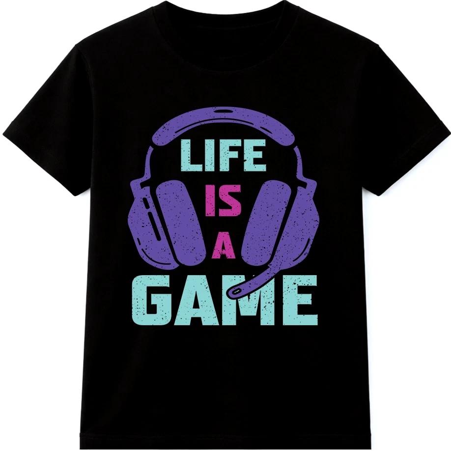 

Gamer T Shirt Headset Graphic Tee Video Game Player Gaming Quote Life Is A Game 4XL