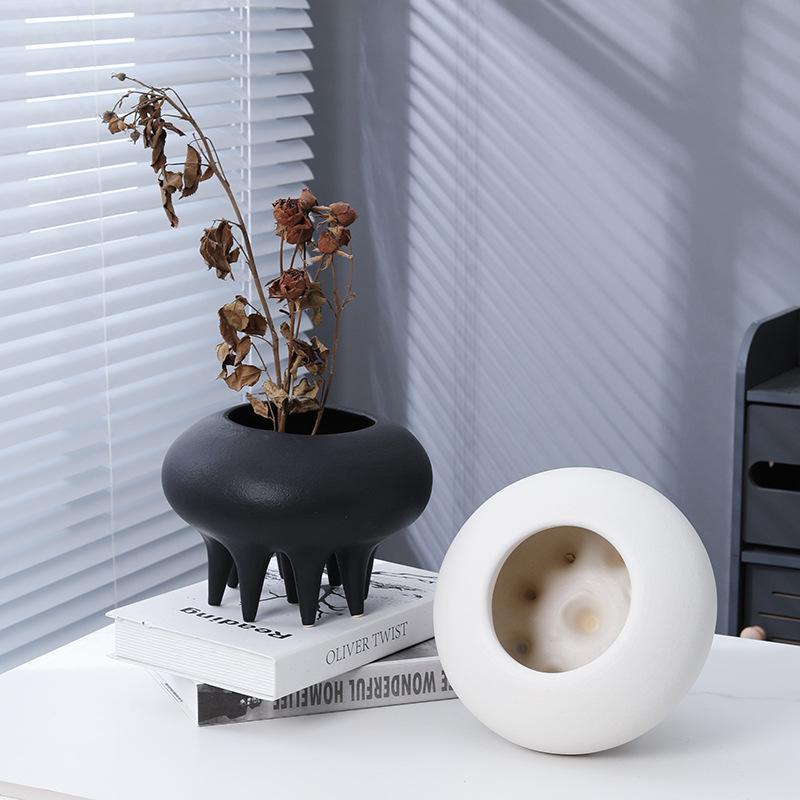 

Ceramic Vase High Legged Multi Legged Flowerpot Flower Arrangement Hydroponics Flower Vase Home Furnishing Decoration Vases Pots чёрный