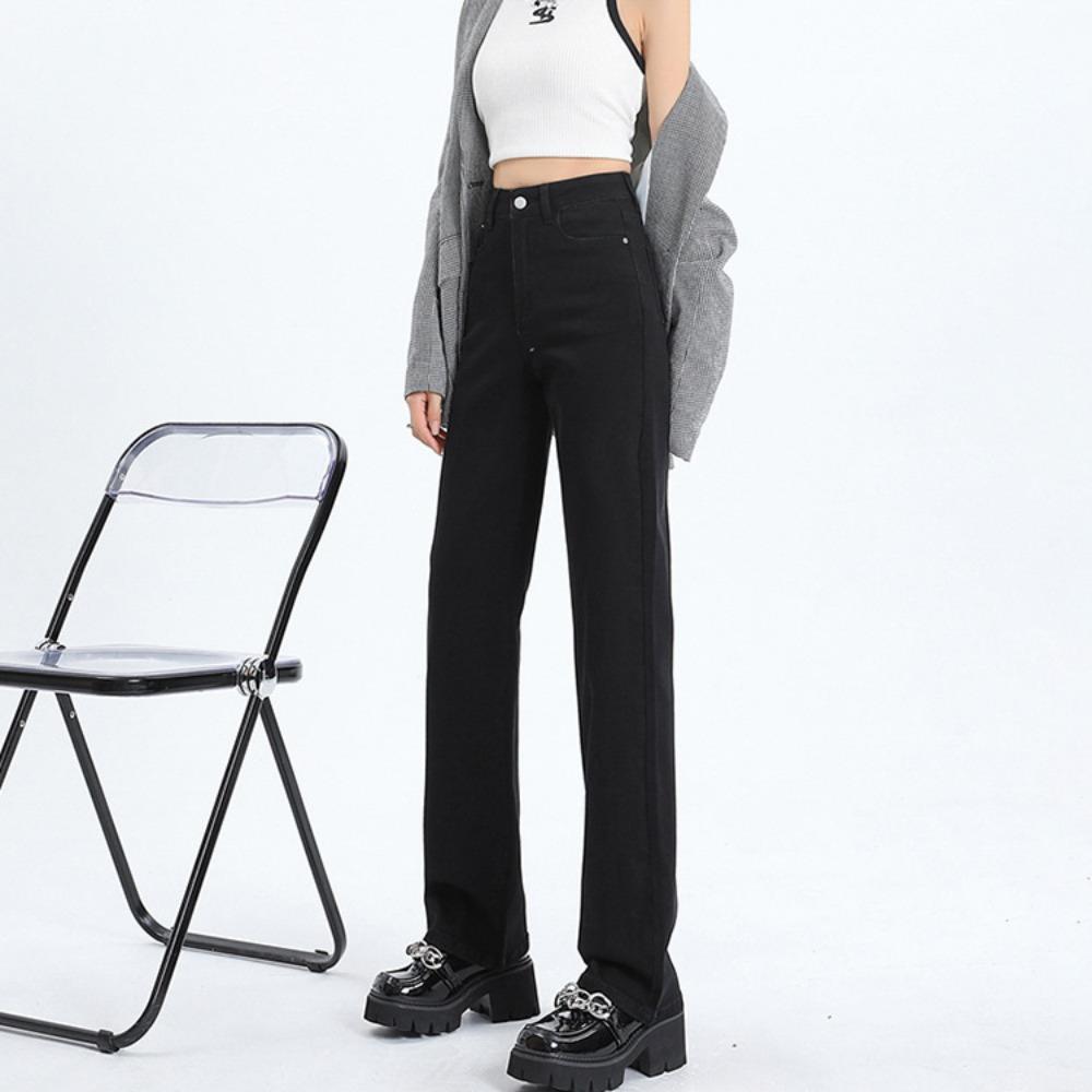 Korean version of washed straight-leg pants jeans for women's autumn and winter new high-waisted, thin and versatile fashionable wide-leg jeans