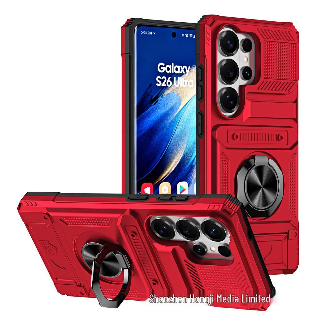 Samsung S25Edge Fusion Armor Phone Case with Card Slot & Magnetic Car Mount