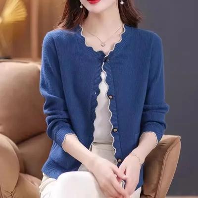 Women's Short, Stylish Spring/Fall Jacket—Lightweight Outerwear-Style Knit Cardigan
