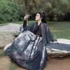 Song-Dynastie Stil Hanfu Set Herren - Bambusgefärbtes 3-teiliges Outfit Mit Handgelenkschützern Schärpe Traditioneller Chinesischer Stil Ganzjahres