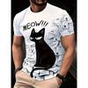 3D-printad rolig kattgrafik T-shirt för män Sommar Rundhalsad Lös Topp Gata Kortärmad T-shirts Vardaglig Söt Djurtryckt T-shirts