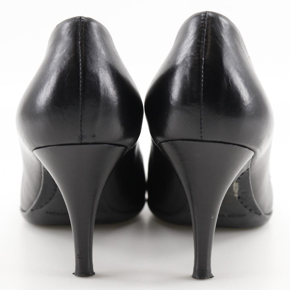 LOUIS VUITTON Monogram flower pumps Round toe black leather flour Women Used