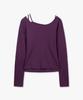 MONGDOL [Set] Boat Neck Layered Ribbed T-Shirt Violet Mdts087Violet