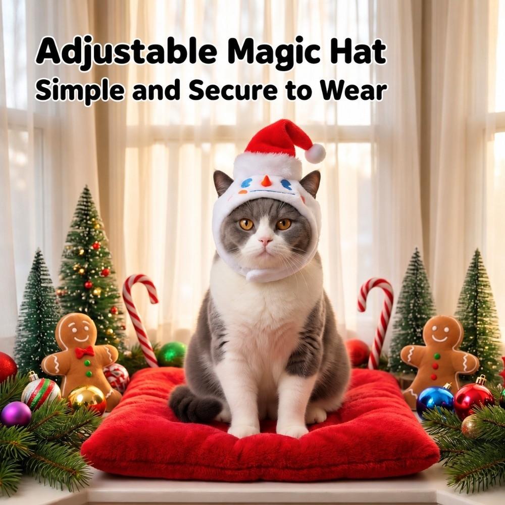 Plush Fabric Cat Costume Hat Snowman Pattern Snowman Pet Cap Pet Party Headgear Cat Dog Cosplay