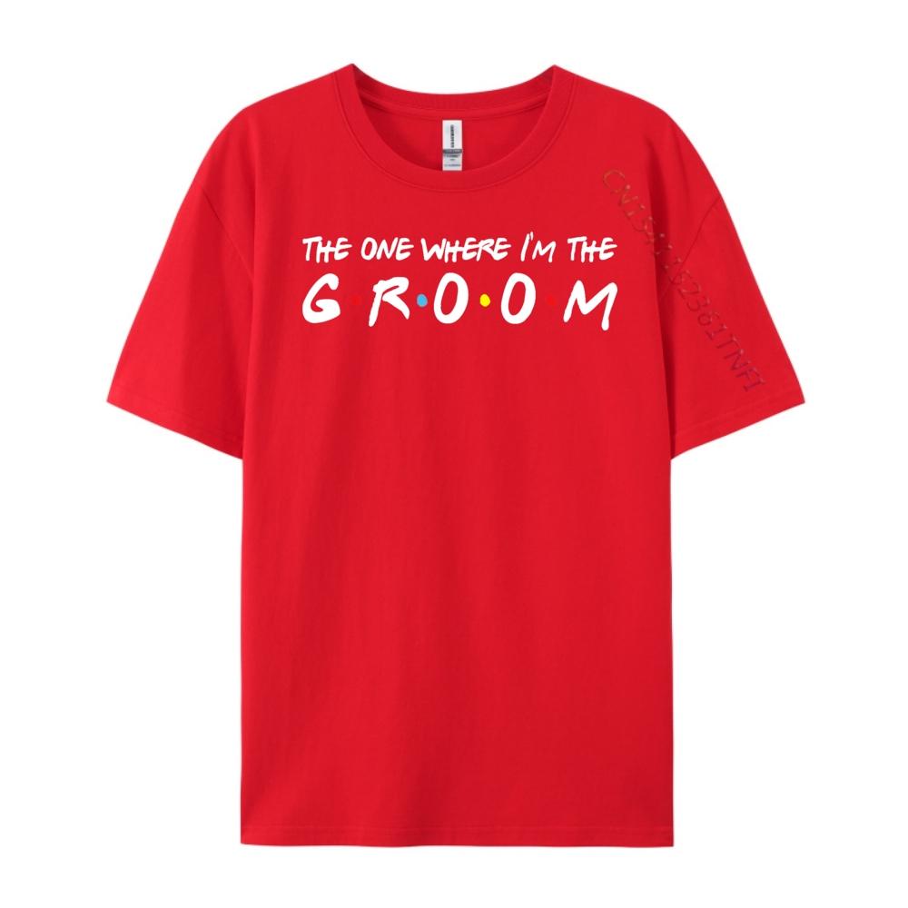 Im The Groom Bachelor Party Stag Groomsmen Getaway Wedding Blue And White Graphic T Shirts Streetwear Men S