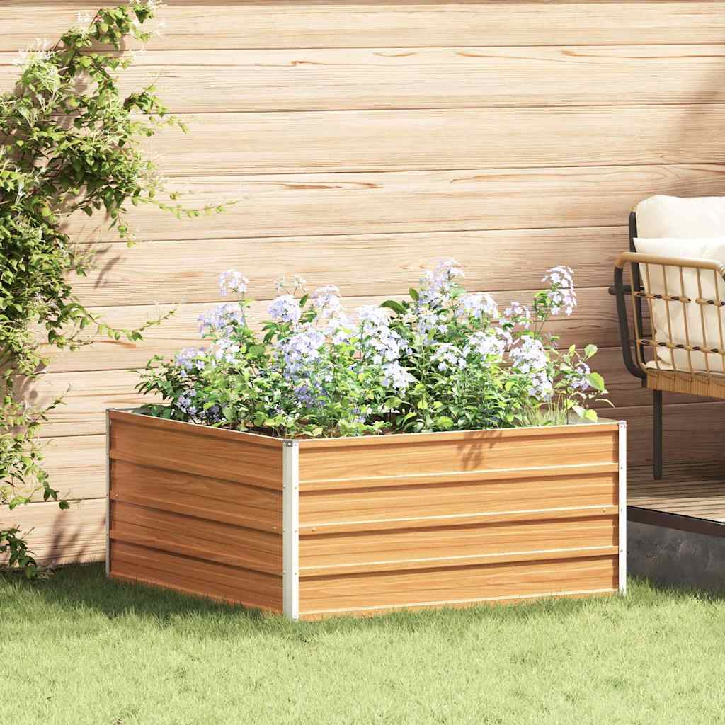 Raised Bed Light Brown 100 X 100 X 45 Cm Galvanized Steel
