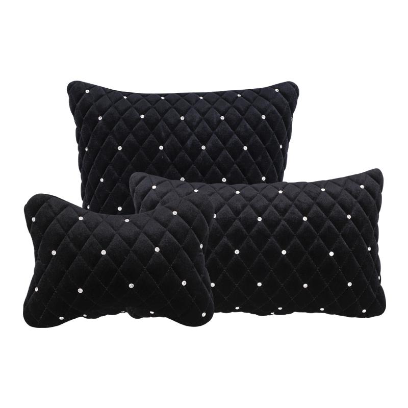 Bling Rhinestone Car Neck Pillow Winter Plush Crystal Auto Headrest Pillow Waist Supports Car Seat Pillow Cover Car Accessories
