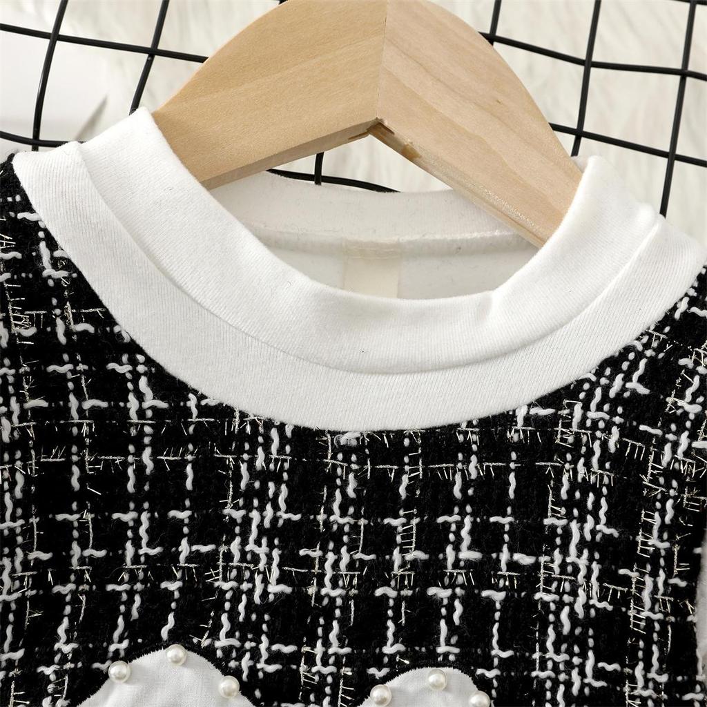 Herbst Mädchen Langarmkleid mit Schleife in der Taille vorne - Kleiner Duftstil