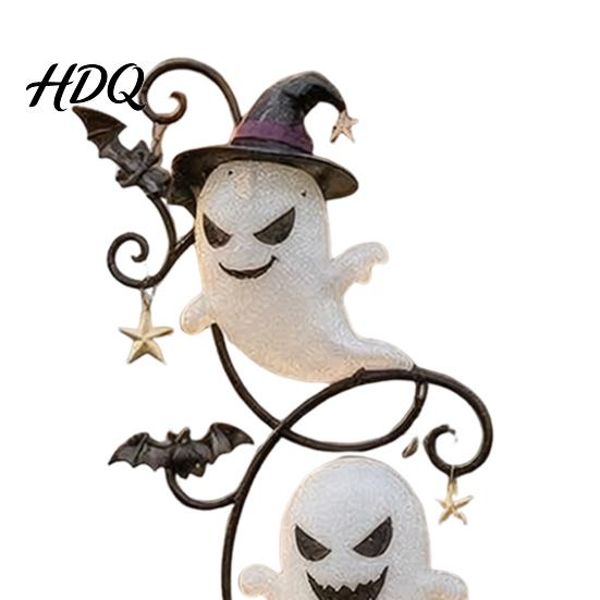 Holiday Lawn Art for Path Halloween Ghost Garden Stake Cute Ghosts 2D Flat Metal Yard Decorations Sign Outdoor Decoration Pathway Patio Front Porch
