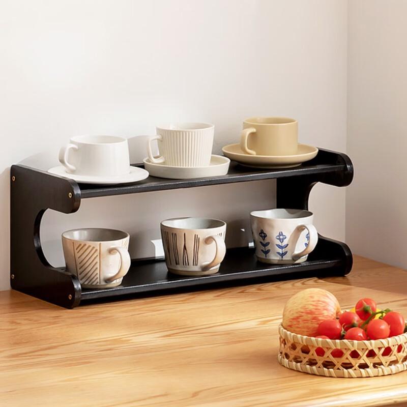 

2-Tier Bamboo Dustproof Cup Drying Rack