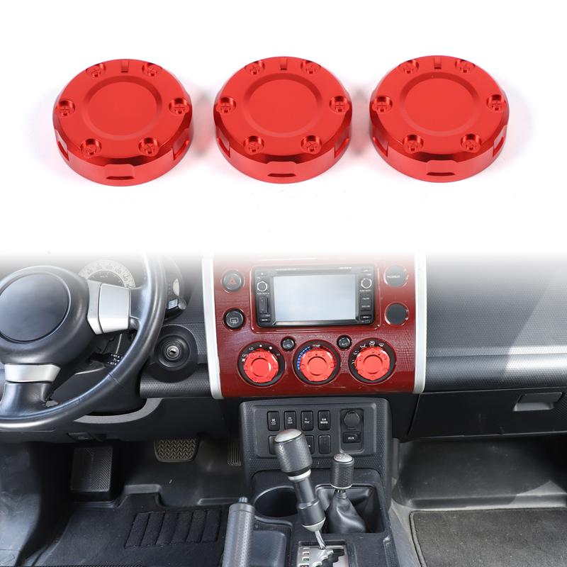 For Toyota FJ Cruiser 2007-2025 Aluminum Alloy Car Center Console Air Conditioning Knob Decorative Cover Interior Accessories