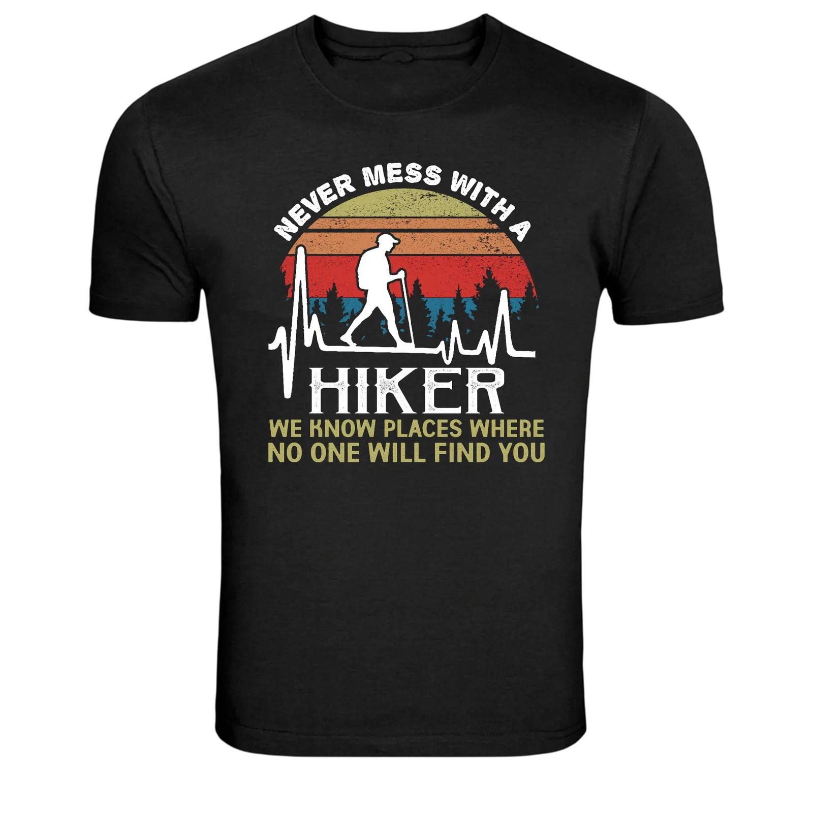 Never Mess With A Hiker Funny Hiking Graphic T-Shirt S