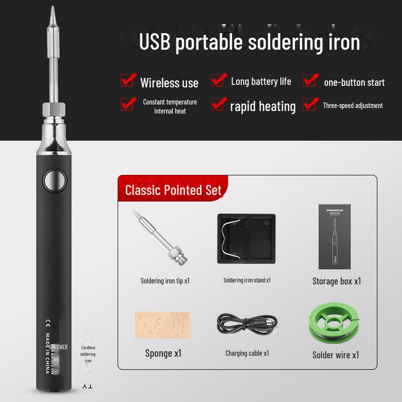 Green Forest USB Rechargeable Wireless Soldering Iron Pen for Household and Repair Tasks