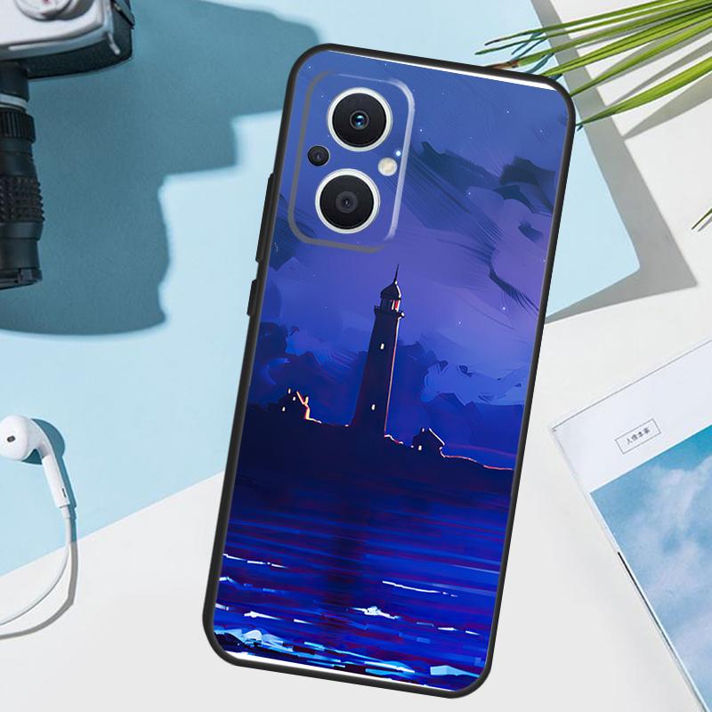 Abstract art highway lighthouse Cover For OPPO Reno 13 F 14 10 11 12 Pro 12F 11F 14F 7 8 Lite OPPO Find X8 X6 X5 X9 Pro Case