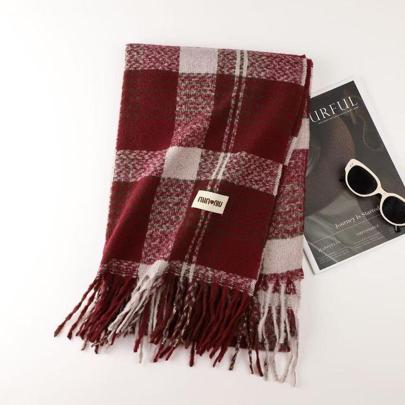 Christmas vibe scarf women's winter new Ankara red scarf long versatile knitted shawl scarf