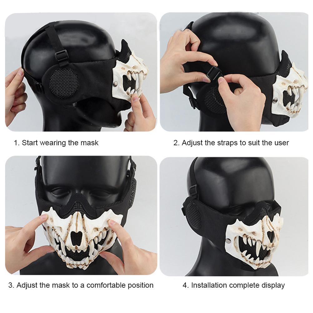 Outdoor Cycling Skeleton Ear Protection Half Face Cover Halloween Fangs Scary Horror Costume Props