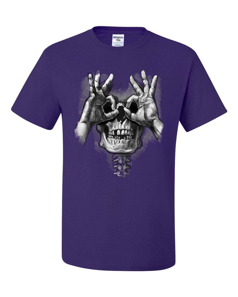 Skull Face Hand Goggles T-Shirt Funny Dead Eye Staring Skeleton Tee Shirt S разноцветный