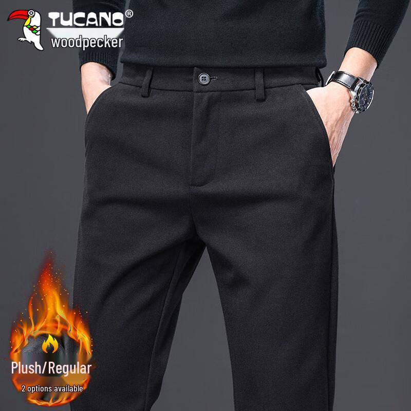 Tucano Men's Autumn/Winter Straight-Fit Business Casual Woolen Trousers