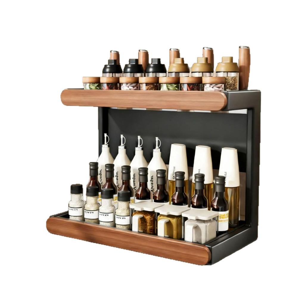 Used Multi-layer Kitchen Countertop Seasoning Rack for Bottles, Jars, Oil, Salt, Soy Sauce, and Vinegar.