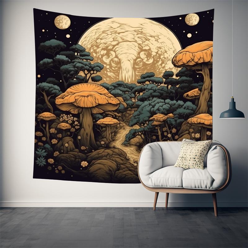 Boho Glow in the Dark Mushroom Tapestry for Living Room Bedroom Tapestry Home Wall Decor