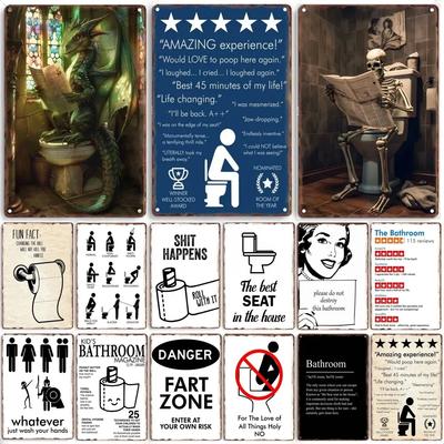 Lustiges Toilette Metallgemälde Blechschild Retro Bild Vintage Korrosion Plakette Brett Man Cave Café Bar Kino Badezimmer Wanddeko