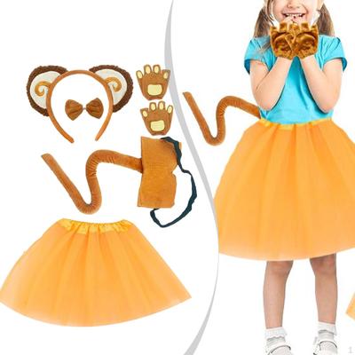 Monkey Ears and Tail Set Headdress Cosplay Props for Birthday Masquerade Holiday