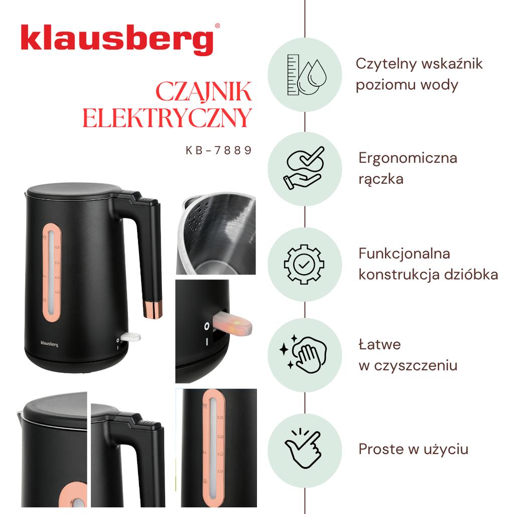 Cordless Electric Kettle 1.7L Black KLAUSBERG KB-7889
