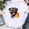 Watercolor Pug Dog Animal Printed T Shirt Unisexs Clothing Funny White Tshirt Femme Summer Tops Short Sleeve Tshirt Female