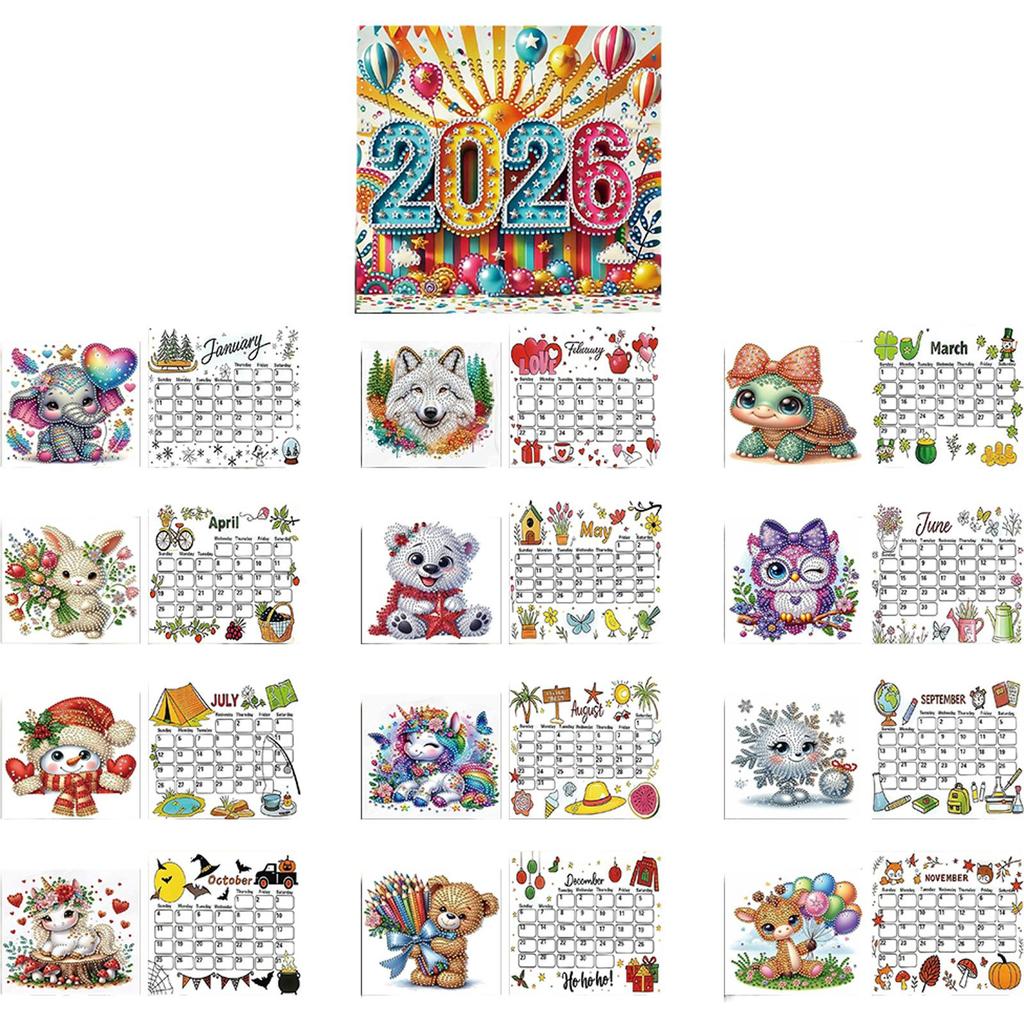 5D/DIY Calendar Diamond Painting Calendar Kit Diamond Art Paper Desk Calendar Diamond Decorations Calendar for New Year Gifts