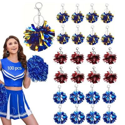 Pcs 24 Cheer Pom Pom Keychain Cheering Keyring Plastic Pom Poms For Cheerleading Keyring Cheer Dance Foil Keychains Bulk
