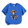 Kids Boys Girls 100% Cotton Crew Neck Short Sleeve T-Shirt, Cute Cartoon Cat Mouse Print Casual Soft Breathable Summer Tee for Toddlers Little Childre