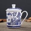 Jingdezhen Bone China keramiske store kopper med lokk drikkekar Porselenskrus møtegave Kontorkrus ca 500ml