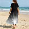 Abito Maxi Casual da Donna a Manica Corta con Scollo a V, Stile Bohemien, Vestibilità Larga, Stampa Degradé, per Estate e Uso Quotidiano