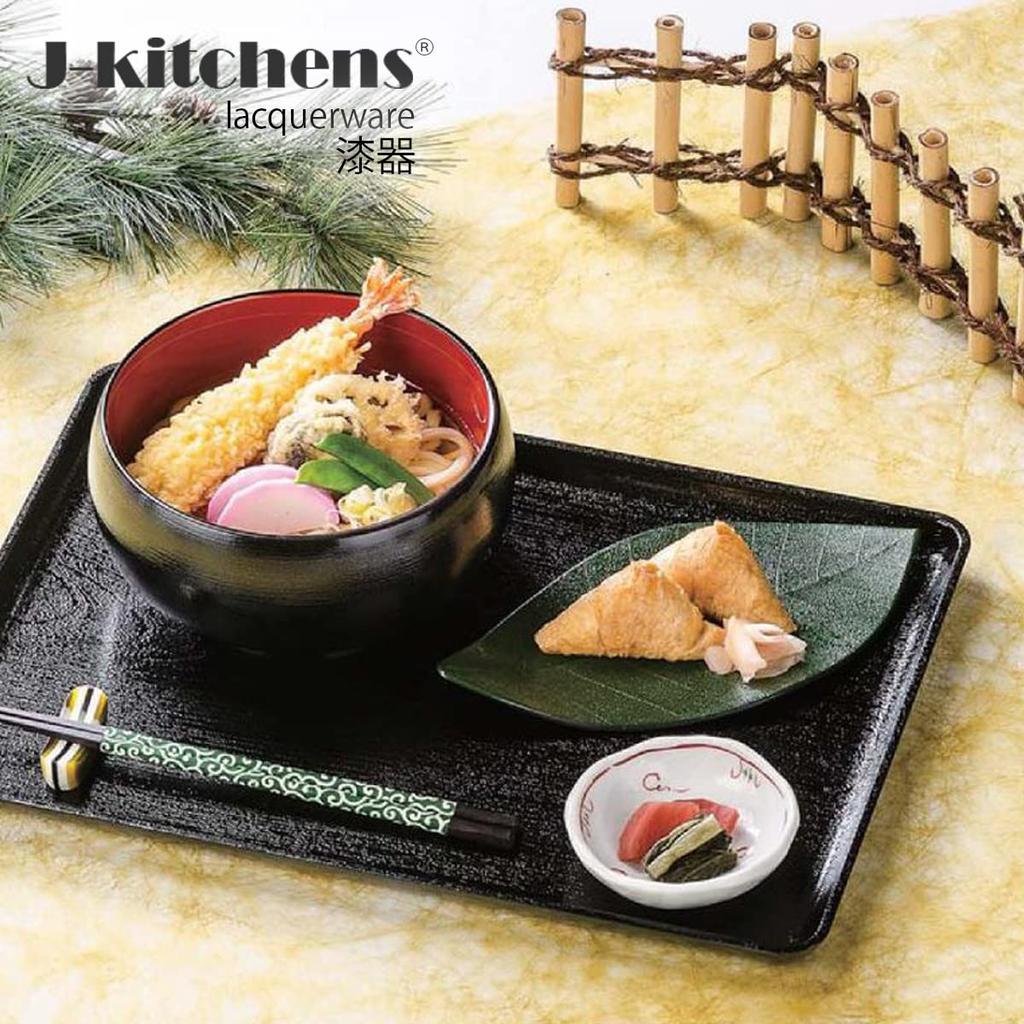 Keyaki Kaiseki Tray 39cm Lacquerware Made In Dishwasher Safe J-kitchens Heat-Resistant (Tray/Obon) Black, Non-Slip, (1.5 Ft) (ABS Resin), Japan,