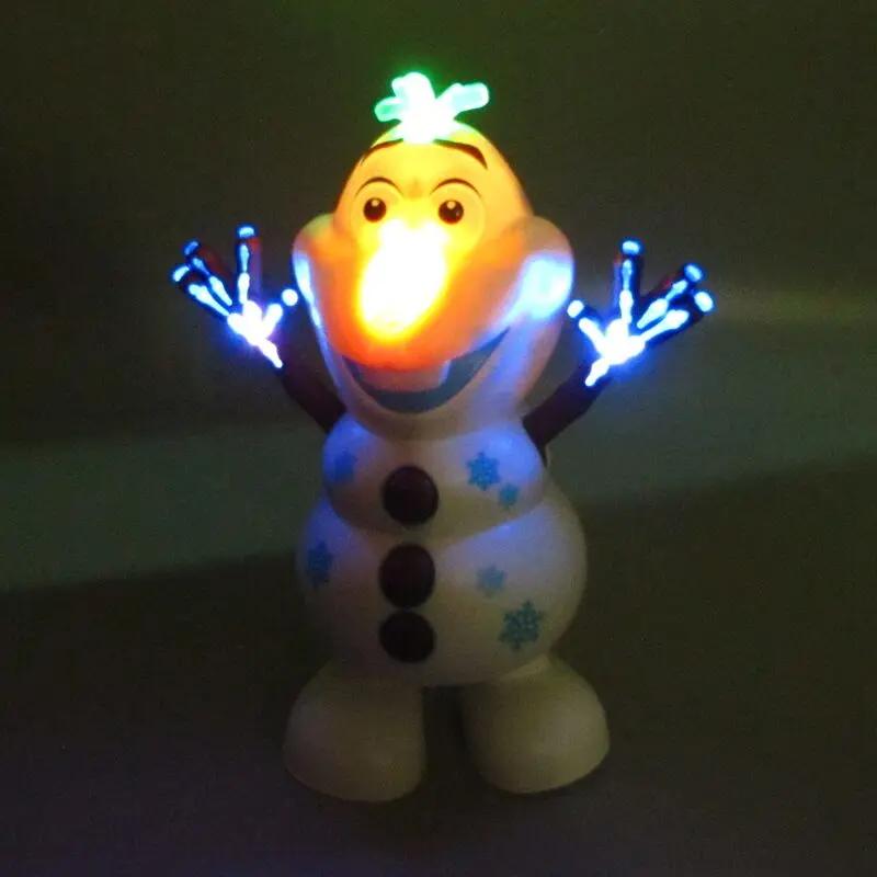 Frozen Dancing Snowman Olaf Robot With Led Music Flashlight Electric Action Figure Model Kids Toy Animatronics Figurine