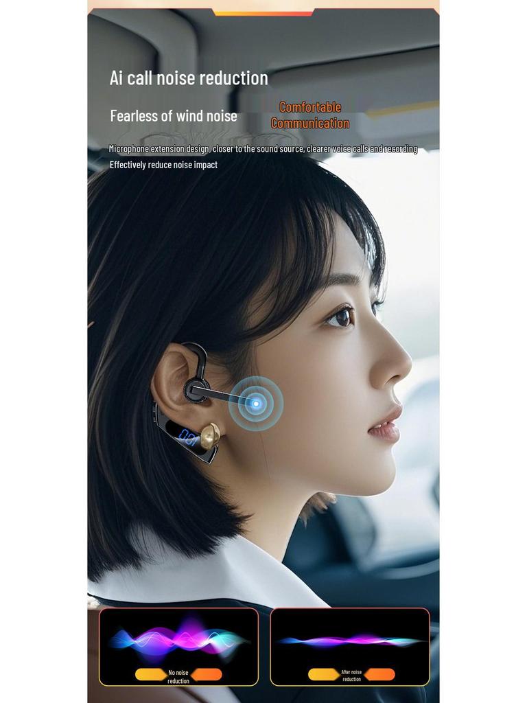V10 Noise-Cancelling Bluetooth Ear Clip with Long Battery Life and Digital Display