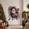Christmas 3D Break Wall Santa Claus Wall Sticker Self Adhesive Removable 2027 Xmas Decor Bedroom Home Window Party Decor