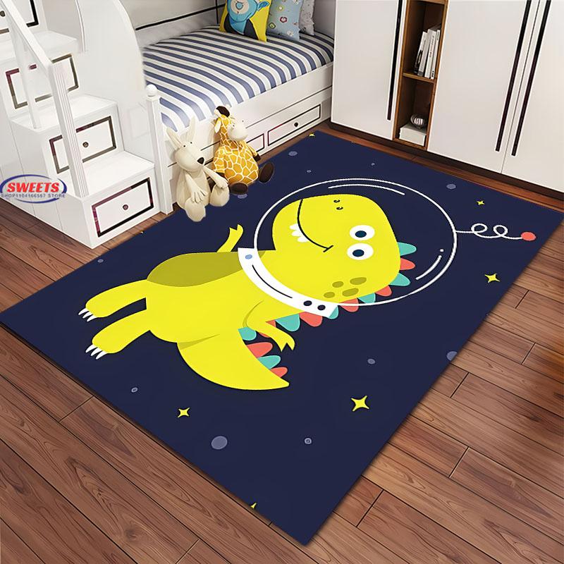 Cartoon Dinosaur Space Carpet for Living Room Cartoon Childrens Bedroom Rug Sofa Doormat Kitchen Floor Mat Anti-slip Decor Gifts
