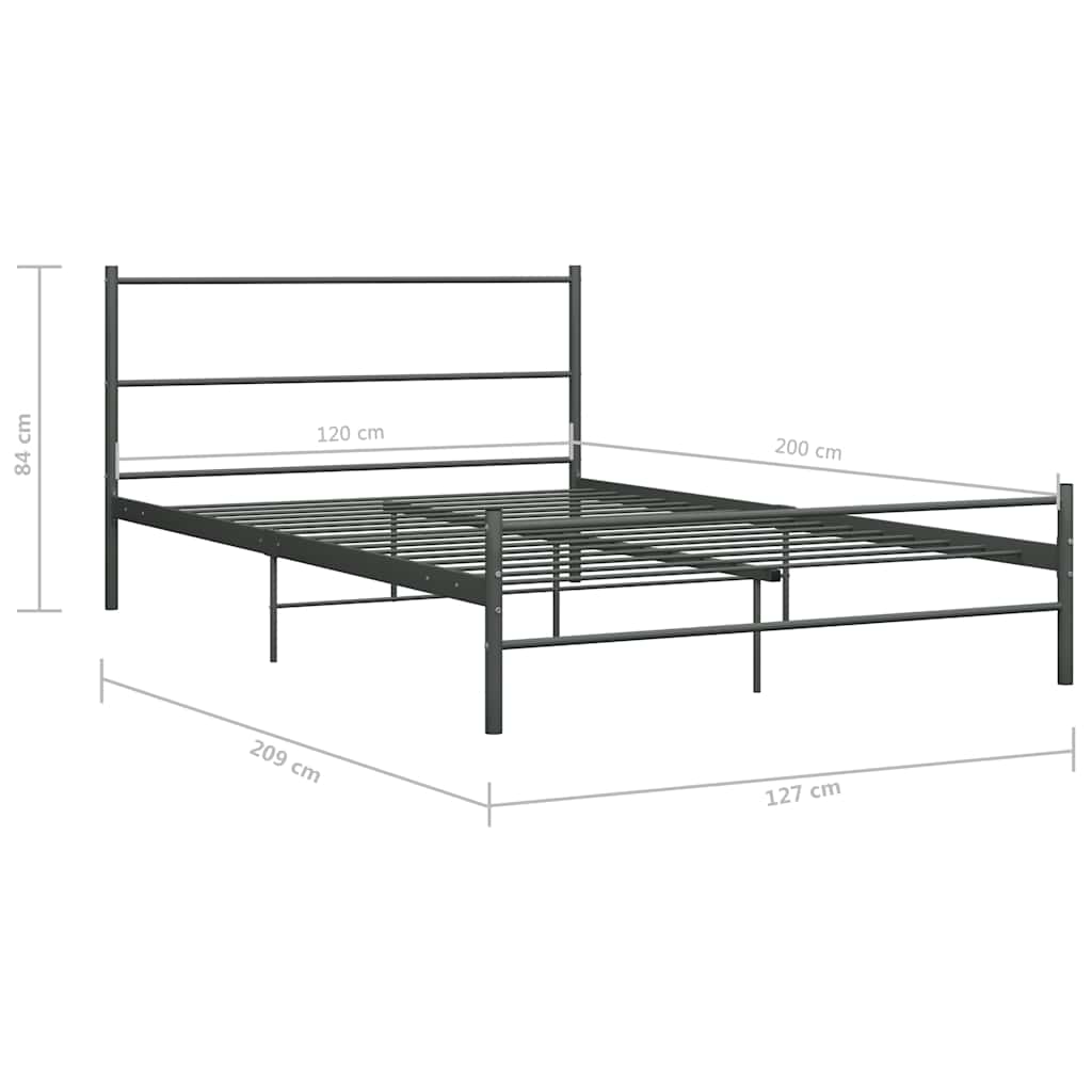 Double Bed Frame Gray Metal 120 X 200 Cm