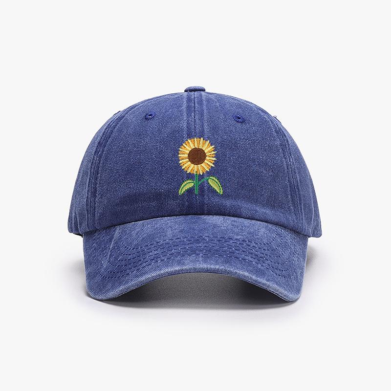 Berretto da Baseball Girasole Ricamato Pianta Papà Cappellino Trucker alla Moda Lavato Vintage Cappello da Sole da Donna Cotone Cappelli da Mamma