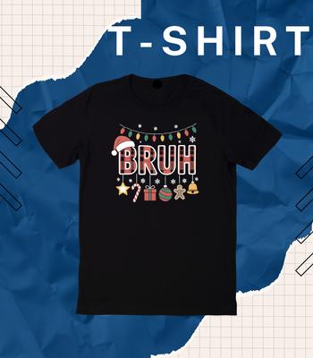 Bürste Weihnachten Übergroß 100% Baumwolle Kurzarm Rundhals T-Shirt Chris.