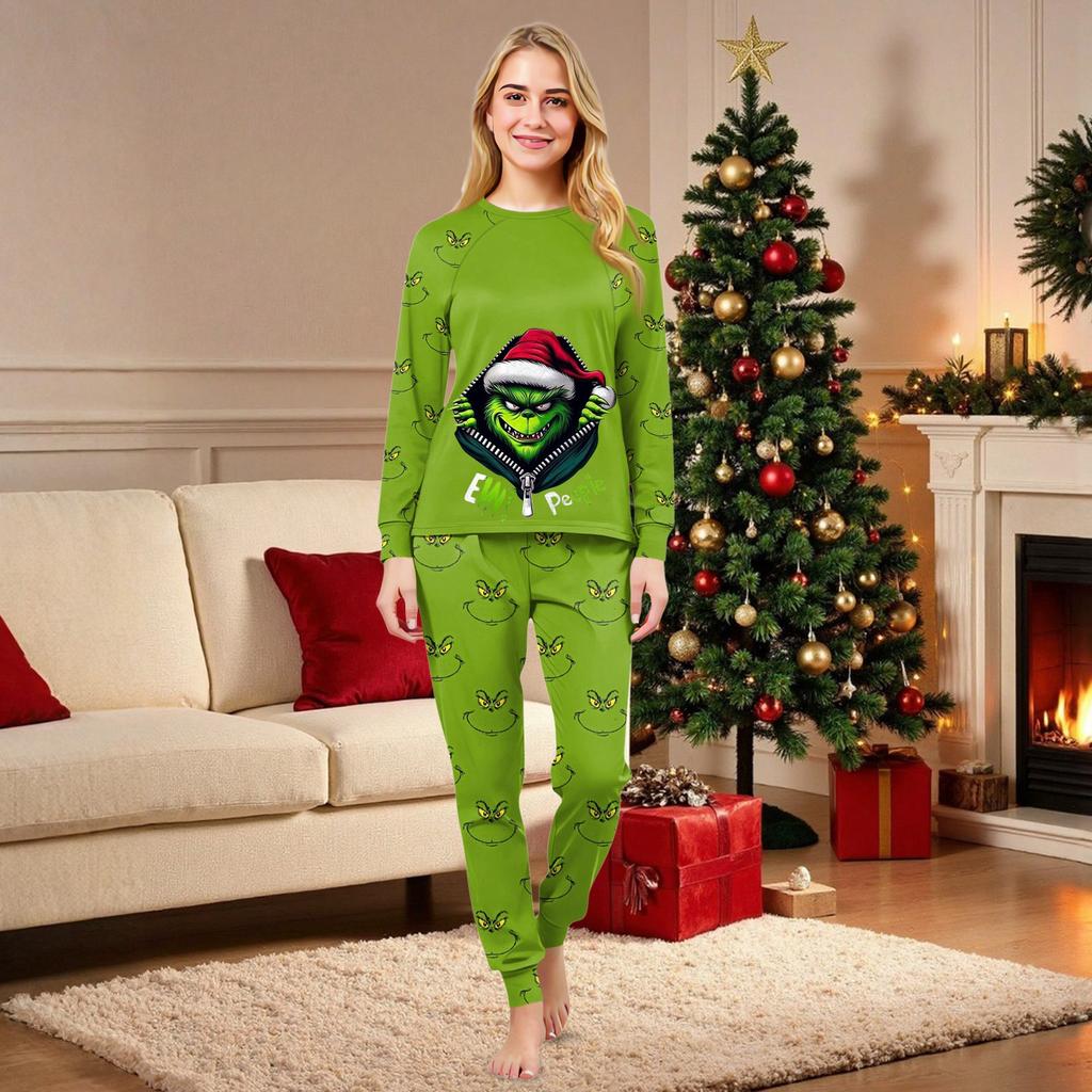 Family Matching Print Sets Pajamas Loungewear Outfits Family Matching Long Sleeve Tops+Pants Set