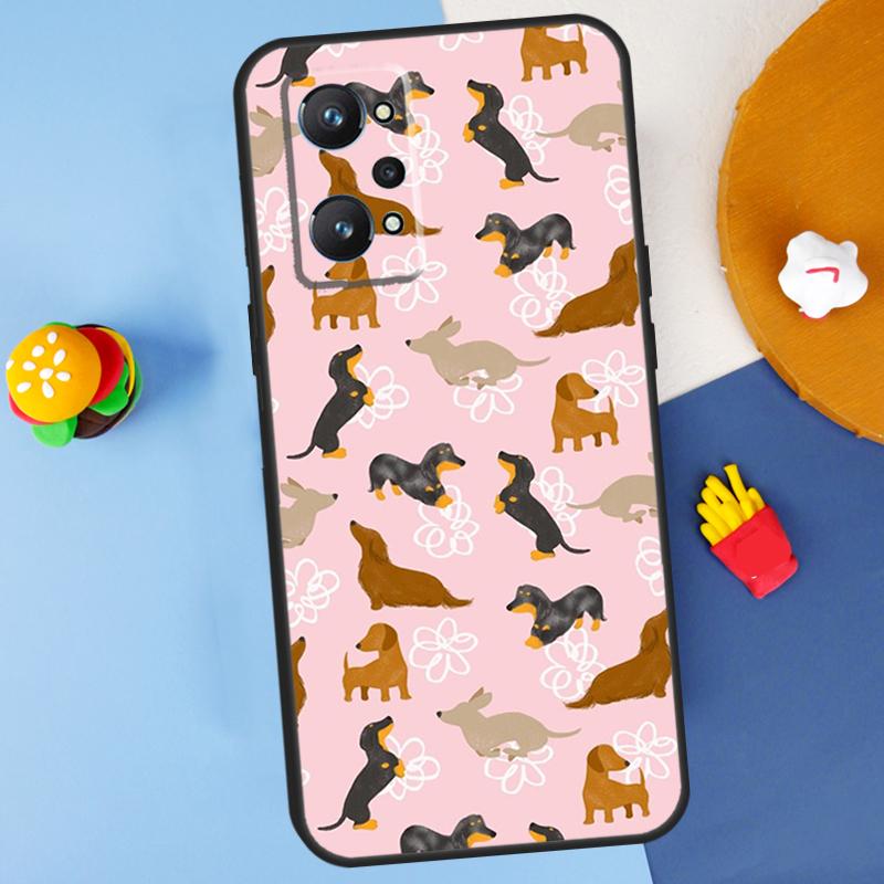 Cartoon Dachshund Dog For Realme 11 10 12 13 14 Pro Plus GT 5 6 6T GT7 Pro C61 C53 C51 C21Y C25S C55 C67 C75 Case