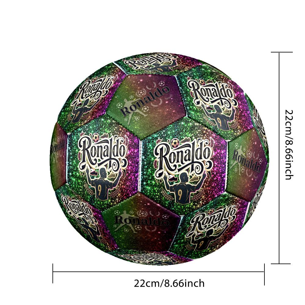 Ronaldo's Golden Water Dance Size 5 Football Machine-Stitched Indoor/Outdoor Training and Matches Sports Enthusiast Gifts Distinctive Home Decor And P