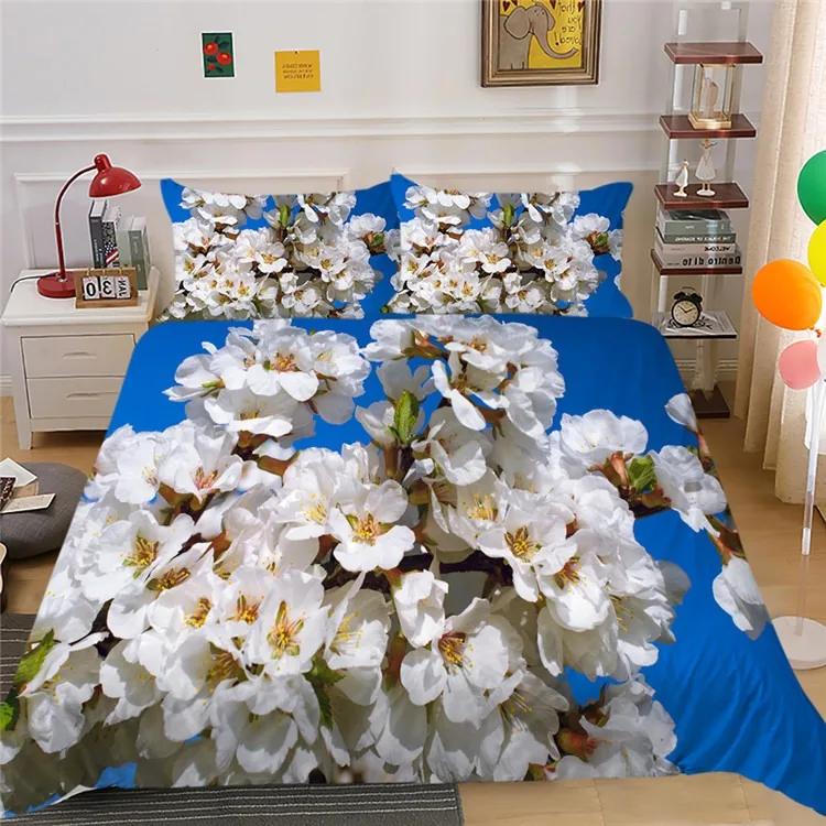 3D Bettwäschesets für Mädchen, Gaming Bettbezug-Set, Bettdeckenbezug, Druckdesigns mit Blumen und Pflanzen, Gerbera Bettset, King Size